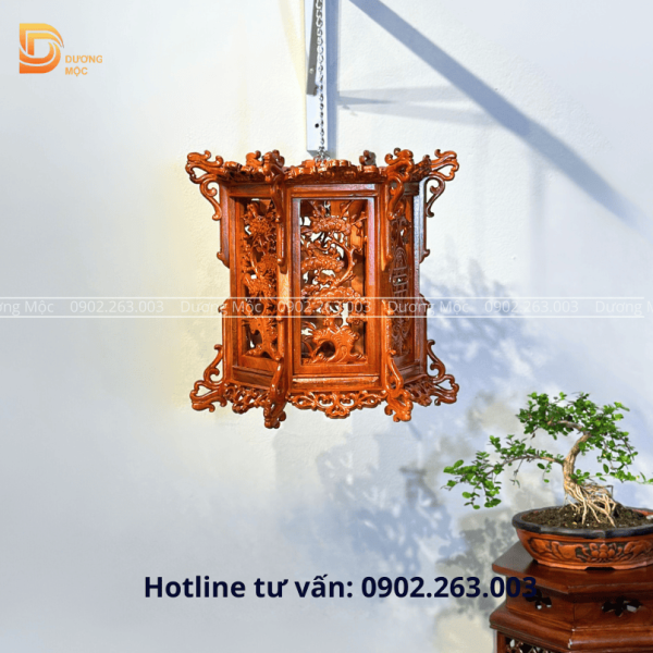 Đèn Lồng Tứ Quý Gỗ Hương 43cm DL03 - Ảnh 8
