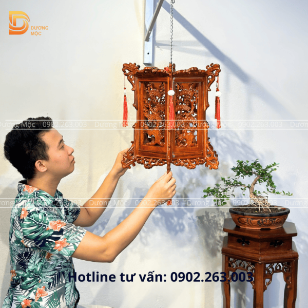 Đèn Lồng Tứ Quý Gỗ Hương 43cm DL03 - Ảnh 6