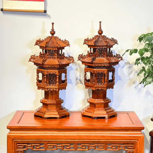 Đèn Thờ 2 Tầng Gỗ Hương 60cm DT01