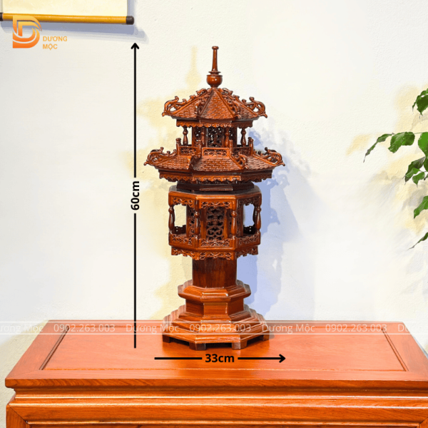 Đèn Thờ 2 Tầng Gỗ Hương 60cm DT01 - Ảnh 3