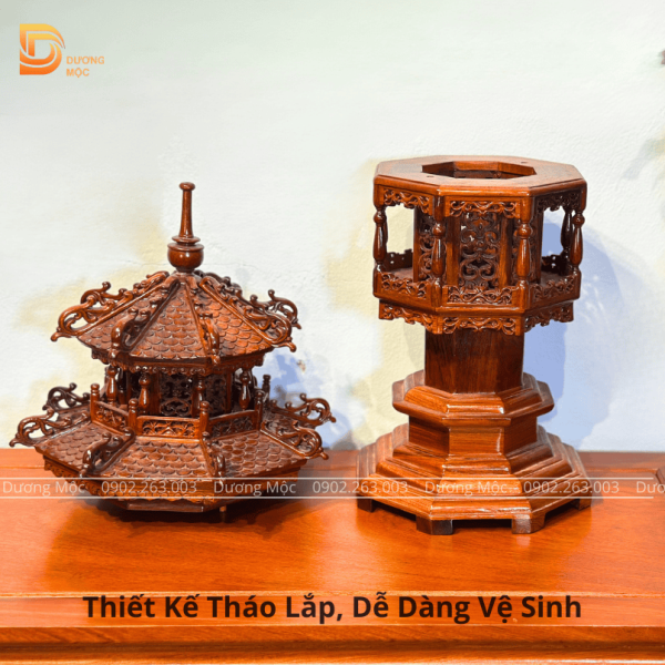 Đèn Thờ 2 Tầng Gỗ Hương 60cm DT01 - Ảnh 4