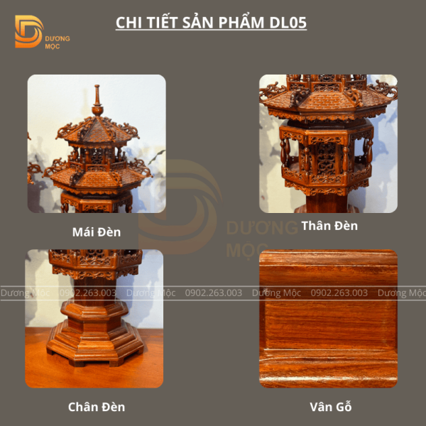 Đèn Thờ 2 Tầng Gỗ Hương 60cm DT01 - Ảnh 8
