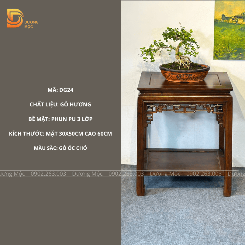 Đôn Chữ Nhật Gỗ Hương 60cm DG24
