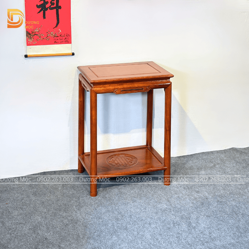 Đôn Chữ Nhật Gỗ Hương Chân Tròn 80cm DG29