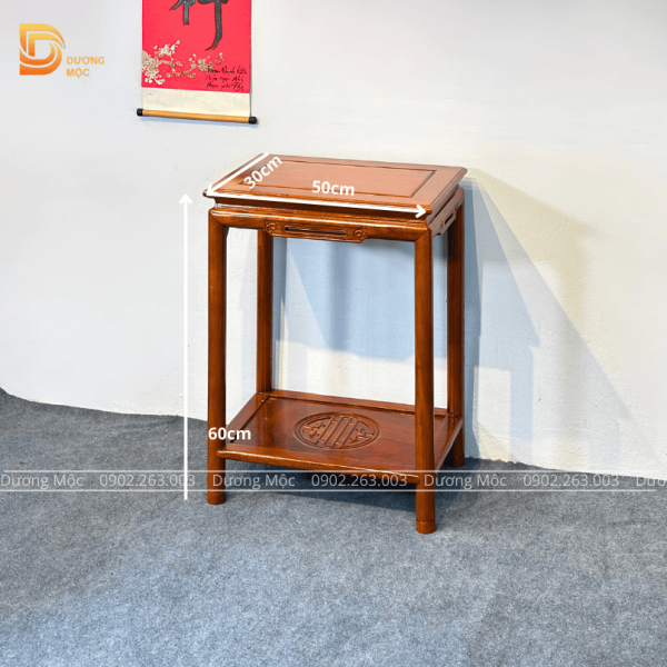 Đôn Chữ Nhật Gỗ Hương Chân Tròn 60cm DG29 - Ảnh 3