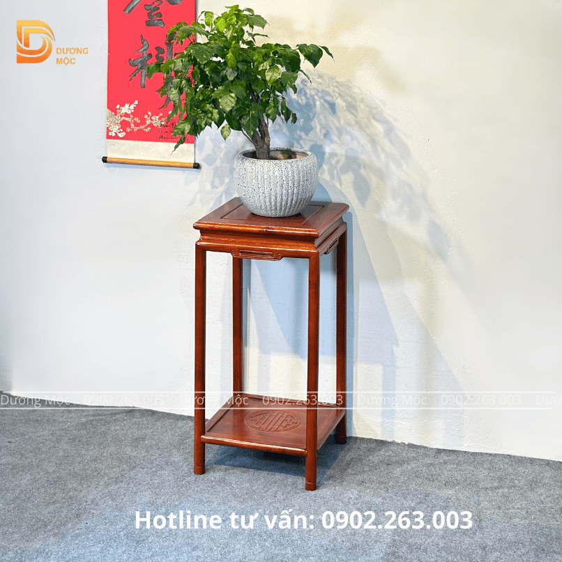 Đôn Vuông Gỗ Hương Chân Tròn 35x70cm DG27 - Ảnh 6