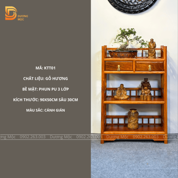 Kệ Trang Trí Gỗ Hương KTT01 - Ảnh 2