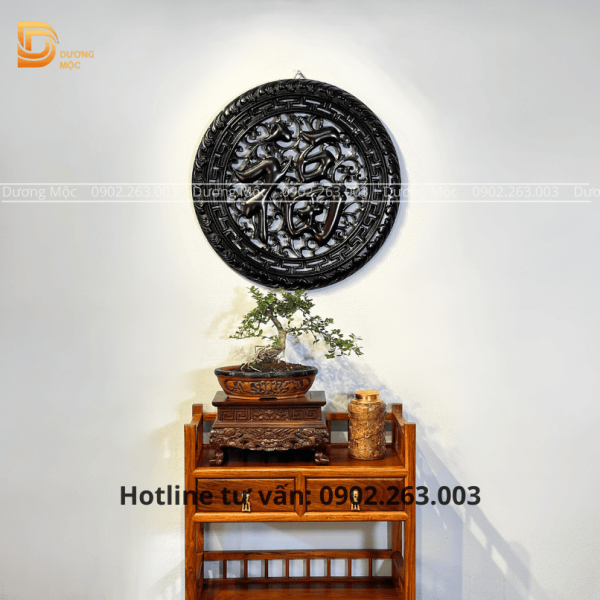 Tranh Tròn Gỗ Hương Chữ Phúc TG08 - Ảnh 8