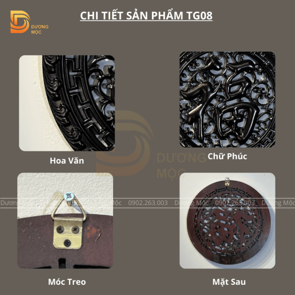 Tranh Tròn Gỗ Hương Chữ Phúc TG08 - Ảnh 9